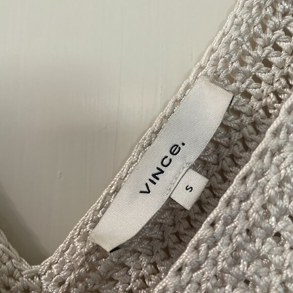 Vince Crochet Fringe Maxi Dress Boho Festival Resort Ivory Sz S Lined - Picture 9 of 10